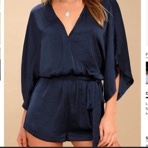 Lulus Ain't It Grand Navy Blue Romper XL NWT